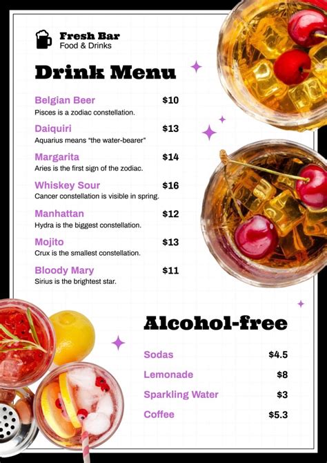 Toradh íomhá ar Menu for Bar