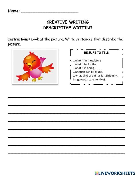 Toradh íomhá ar Worksheets for Descriptive Writing