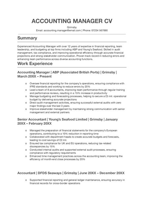 Image result for Example of CV Features of an Account Manager