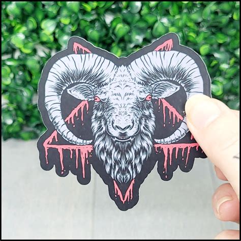 Baphomet With Pentagram Sticker Baphomet Sticker, Goat Head, Satanic ...