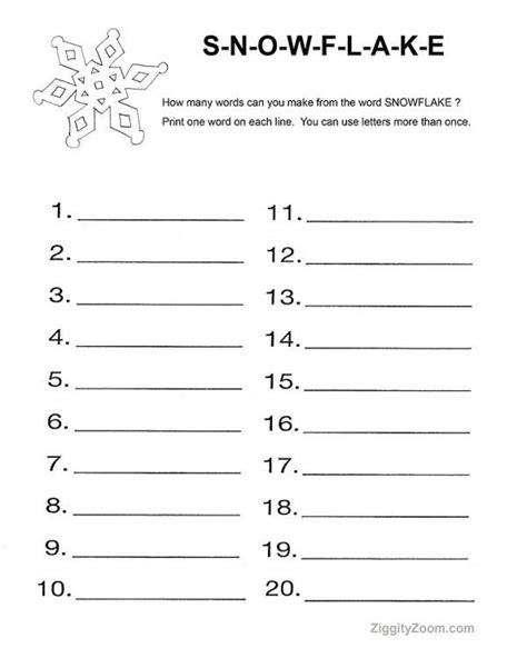 Image result for Snowflake Writing Worksheet
