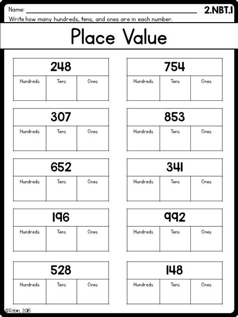 Image result for 2nd Grade Math Place Value Free Worksheets