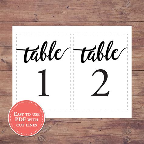 Toradh íomhá ar Table Numbers Free Printable Template