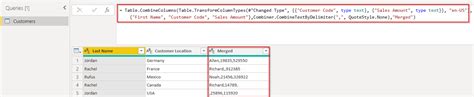 Power Query Merge Columns に対する画像結果