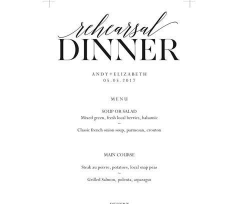 Toradh íomhá ar Rehearsal Dinner Menu Examples
