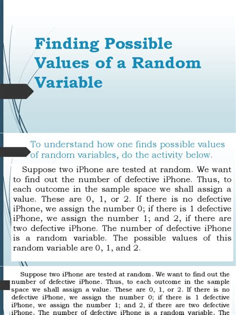 Toradh íomhá ar Possible Values of Random Variable