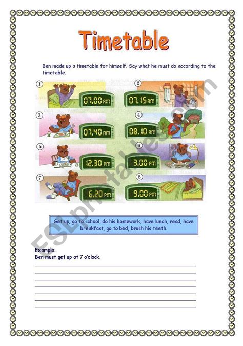 Image result for ESL Schedule Time Simple