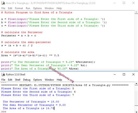 Image result for Area of Triangle in Python