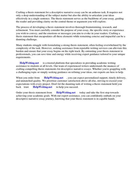 Image result for Descriptive Essay Thesis Example