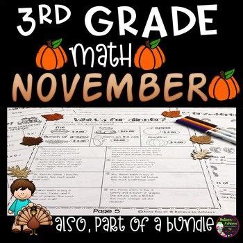 Image result for November Math Worksheets 3rd Grade