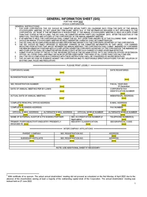 General Information Sheet Example に対する画像結果