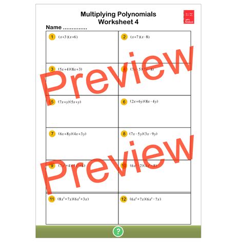 Grade 9 Polynomials Worksheet Multiply に対する画像結果