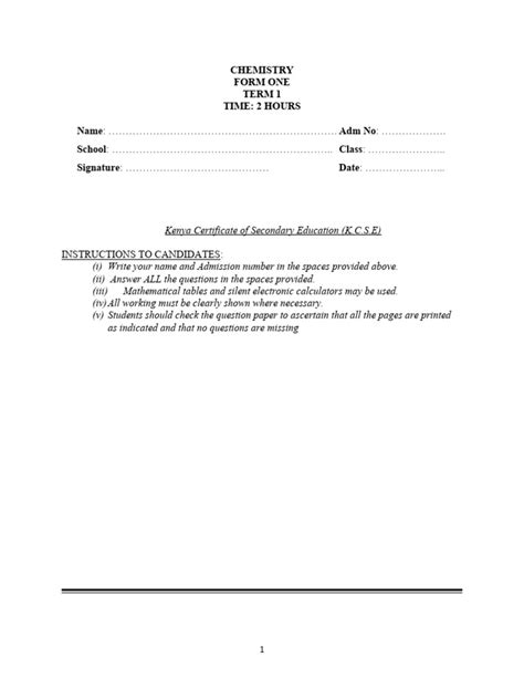 Image result for Chemistry Form 1 PDF