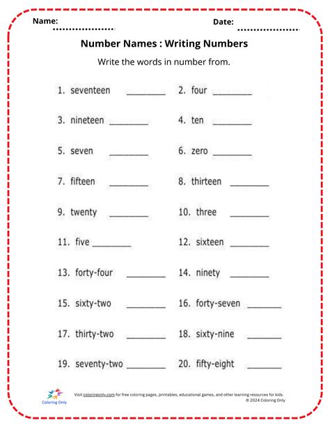 Afbeeldingsresultaten voor Writing Numbers Printable Worksheets
