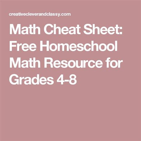 Image result for 4th Grade Math Cheat Sheet Printable