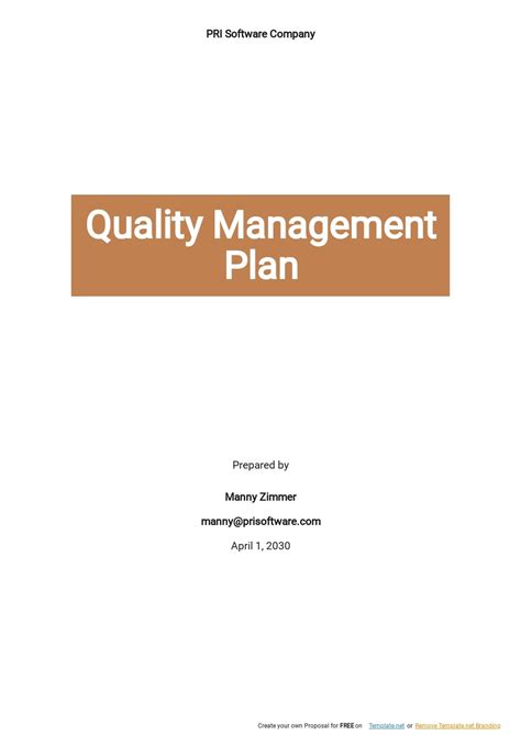 Image result for Quality Management Plan Example