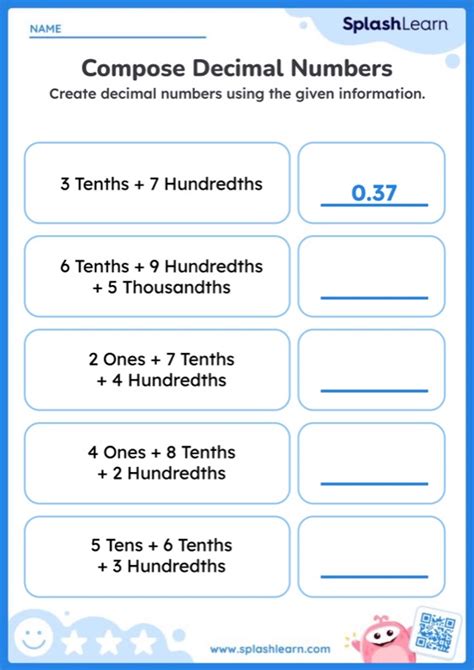 Image result for Writing Decimal Numbers Worksheet