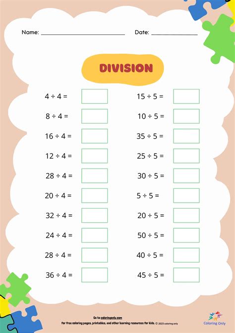 Image result for Math Sheets Division