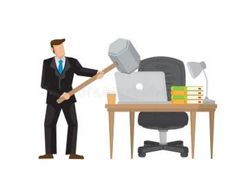 Toradh íomhá ar Cartoon Smashing a Computer