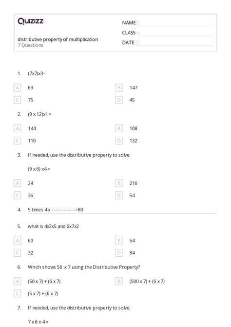 Distributive Property Multiplication Grade 3 Worksheets に対する画像結果