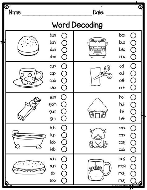 Toradh íomhá ar Decoding Worksheets