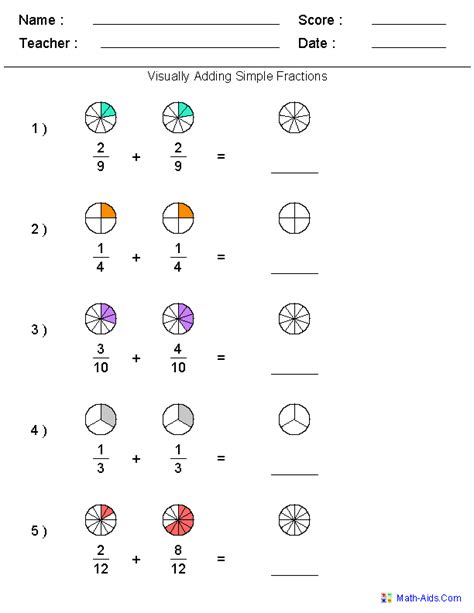 Image result for Simple Math Worksheets Fractions