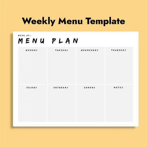 Image result for Editable Weekly Menu Template