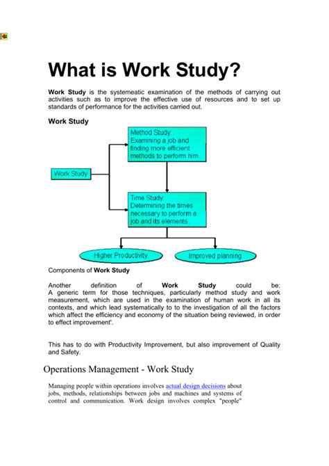 Afbeeldingsresultaten voor Work Study Definition