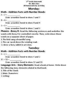 Image result for 2nd Grade Homework Printable