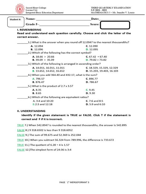 Toradh íomhá ar 3Q Sample Test Paper