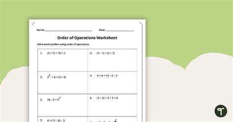 Image result for Order of Operations Worksheet for Grade 6