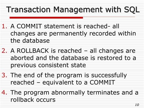 Transaction Management SQL に対する画像結果