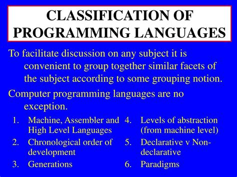 Toradh íomhá ar Classification of Programming Language in PPT