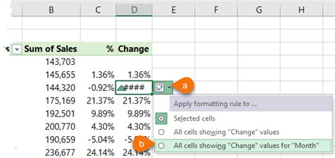 Image result for Excel PivotTable Percentage Change