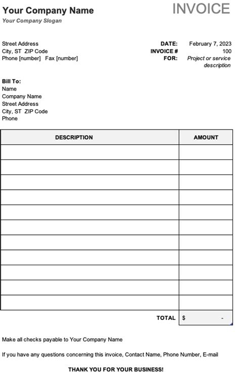 Image result for Excel Simple Invoice Generator