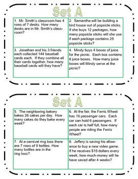 Image result for Multiplication and Division Word Problems Task Cards