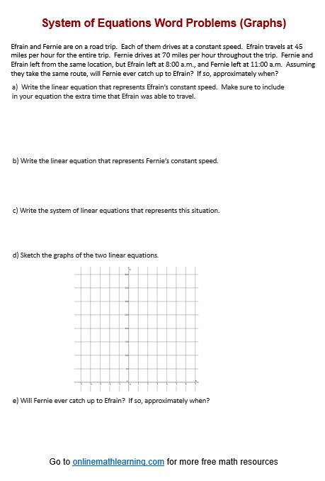 Image result for Systems of Equations Word Problems Worksheet