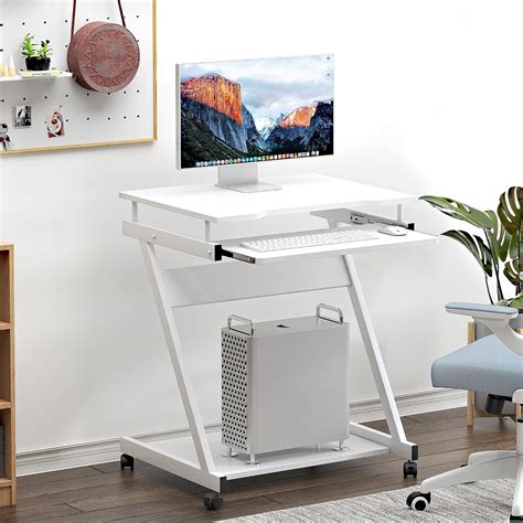 Image result for Compact Computer Desk with Printer Shelf Whitewash