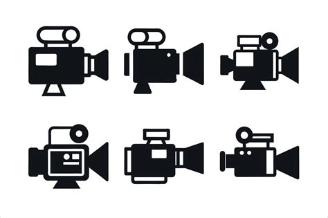 Simple Black and White Film Camera Icons Set 54335482 Vector Art at ...