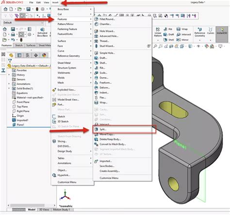 Toradh íomhá ar Moving a Split Part in SolidWorks