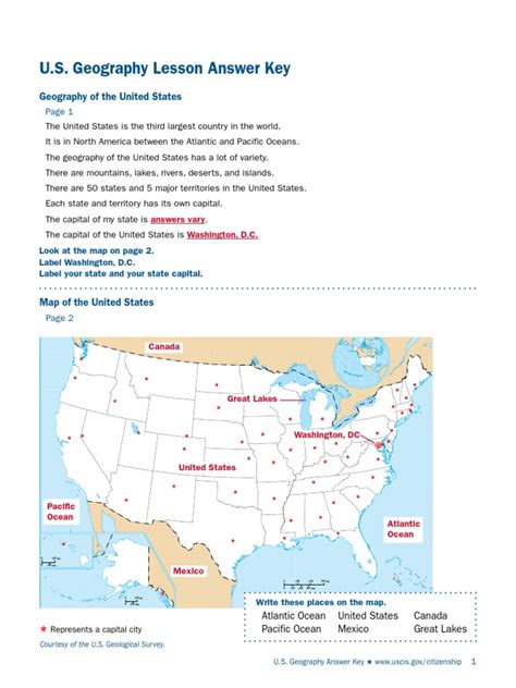 Image result for Us Map Answer Key