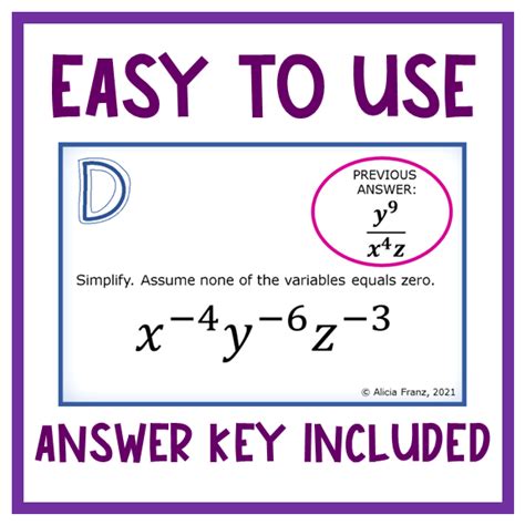 Toradh íomhá ar Negative Exponents Activity