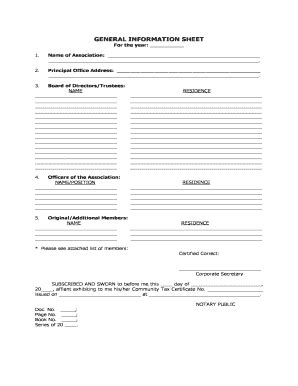 General Information Sheet Example に対する画像結果