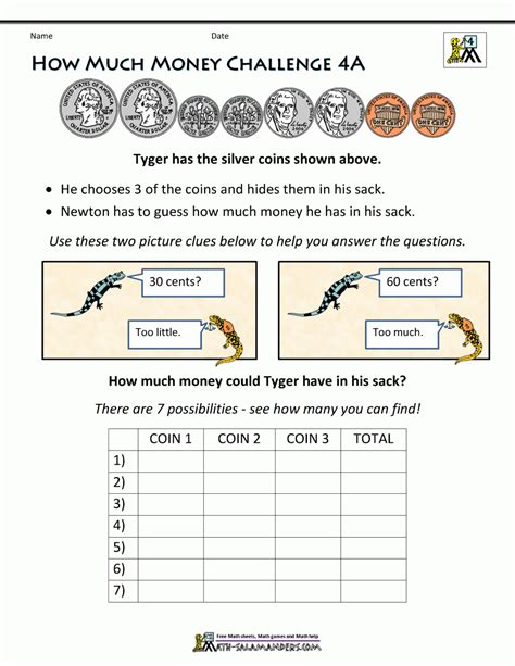 Image result for Money Problems 4th Grade Worksheets Printable