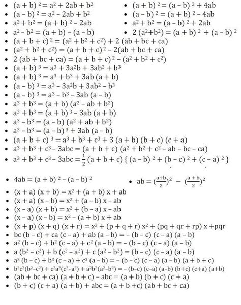 Image result for Math Formulas Equations for Algebra