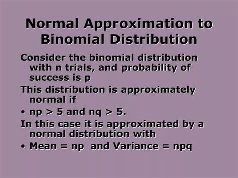 Image result for Binomial to Normal Approximation Conditions