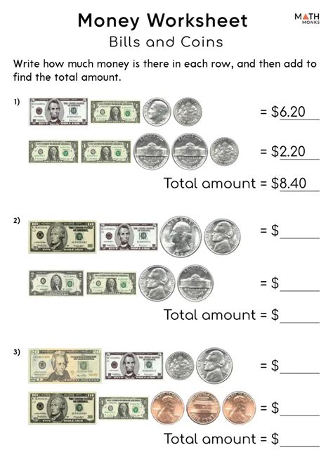 Image result for 3rd Grade Math Worksheets Counting Money