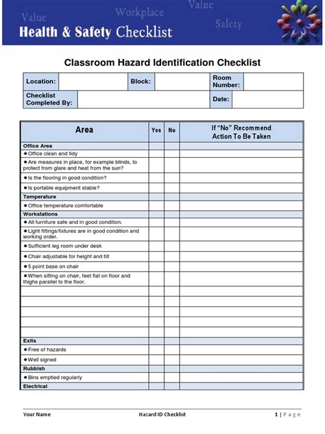 Image result for Hazard ID Form Example