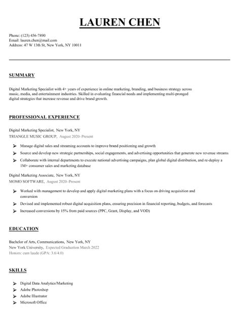 Image result for Resume Bio Examples