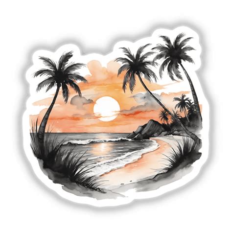 Image result for Palm Tree Sunset Sticker